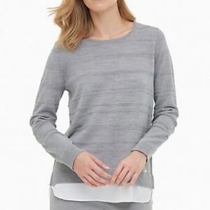 Calvin Klein Gray Crew Neck Long Sleeve Sweater Medium